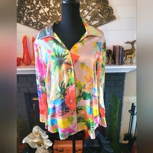 Silk Club 100% Silk Tropical Print Blouse